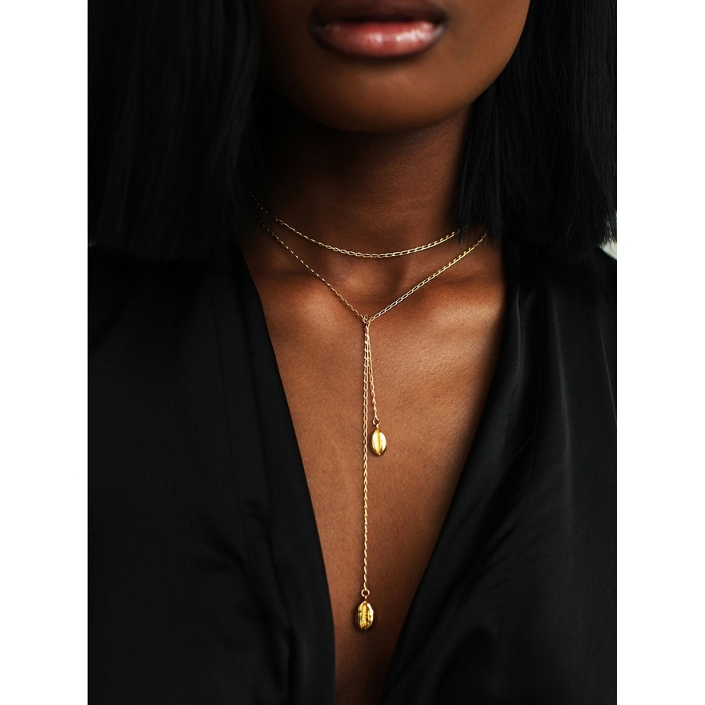 Elegant Gold Lariat Necklace